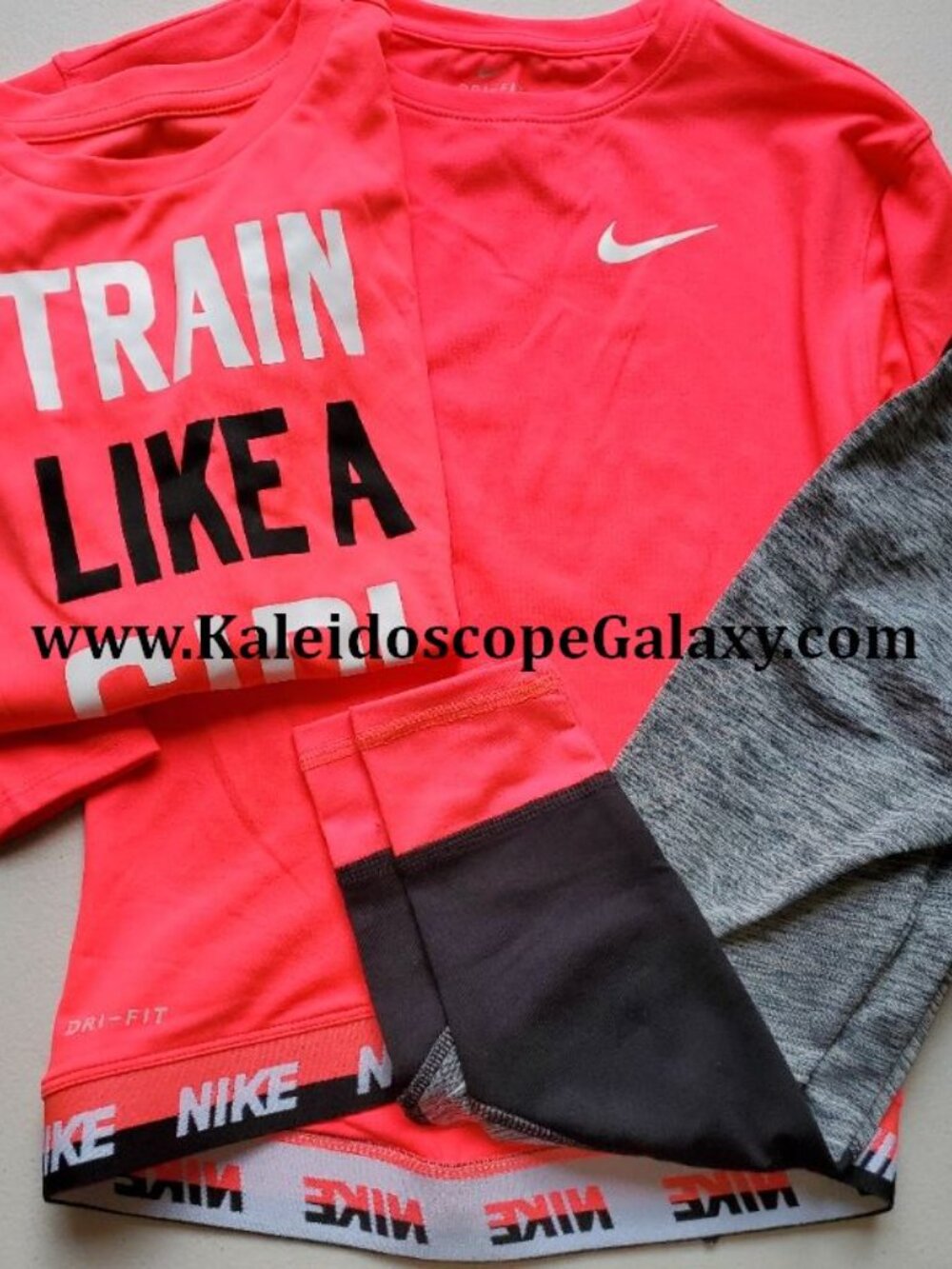 Nike Girls Size 5 - 3 Piece Dri-fit Leggings, Long Sleeve Top and Pullover